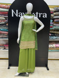 Lime Green Embroidered Sharara Suit Set